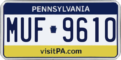 PA license plate MUF9610