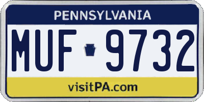 PA license plate MUF9732