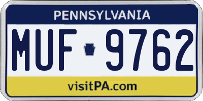 PA license plate MUF9762