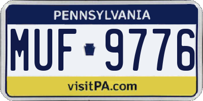 PA license plate MUF9776