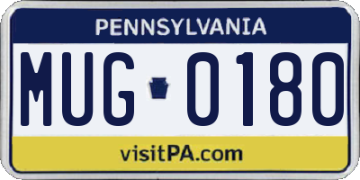 PA license plate MUG0180