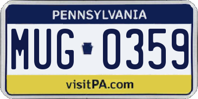 PA license plate MUG0359