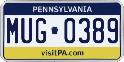 PA license plate MUG0389