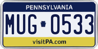 PA license plate MUG0533