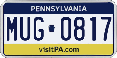 PA license plate MUG0817
