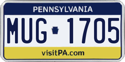 PA license plate MUG1705