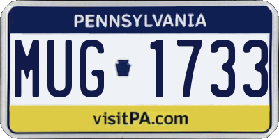 PA license plate MUG1733