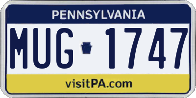 PA license plate MUG1747