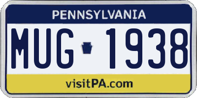 PA license plate MUG1938