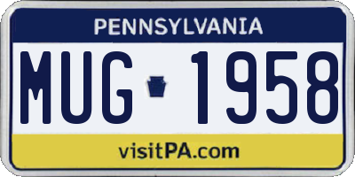 PA license plate MUG1958