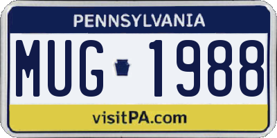 PA license plate MUG1988