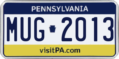 PA license plate MUG2013