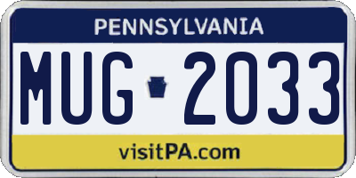 PA license plate MUG2033