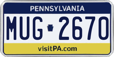 PA license plate MUG2670