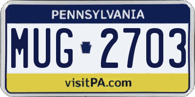 PA license plate MUG2703