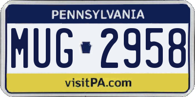 PA license plate MUG2958