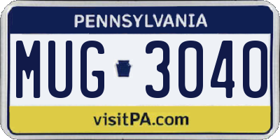 PA license plate MUG3040