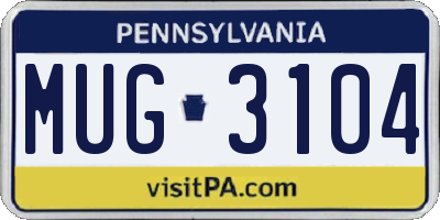 PA license plate MUG3104