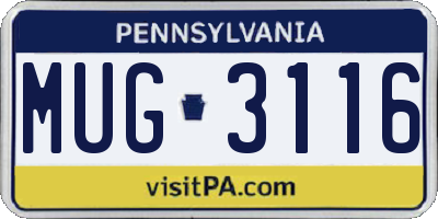 PA license plate MUG3116