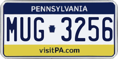 PA license plate MUG3256