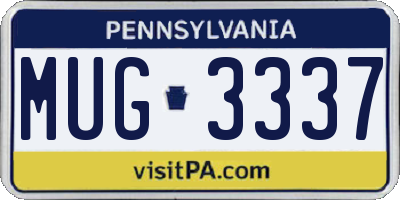 PA license plate MUG3337