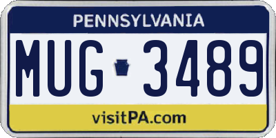 PA license plate MUG3489