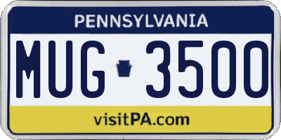 PA license plate MUG3500