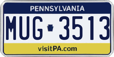 PA license plate MUG3513