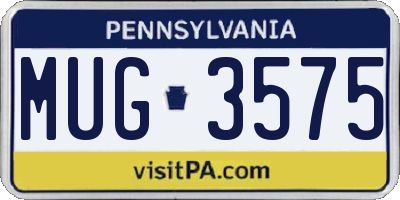 PA license plate MUG3575