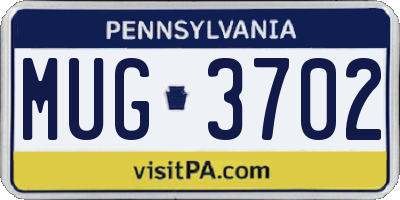 PA license plate MUG3702