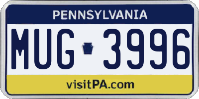 PA license plate MUG3996
