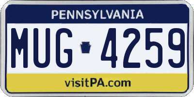 PA license plate MUG4259