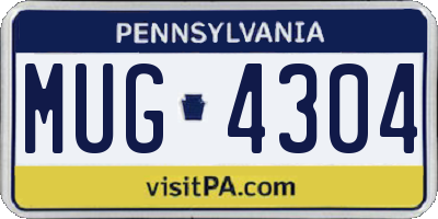 PA license plate MUG4304