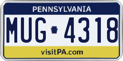 PA license plate MUG4318