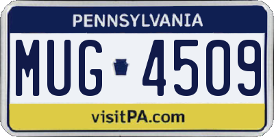 PA license plate MUG4509