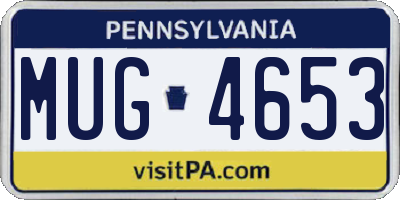 PA license plate MUG4653