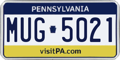 PA license plate MUG5021