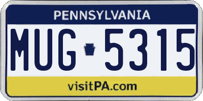 PA license plate MUG5315