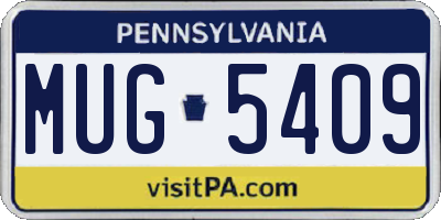 PA license plate MUG5409
