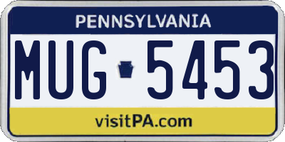 PA license plate MUG5453