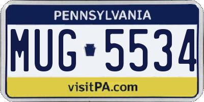 PA license plate MUG5534