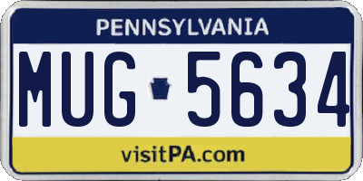 PA license plate MUG5634