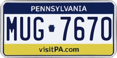 PA license plate MUG7670