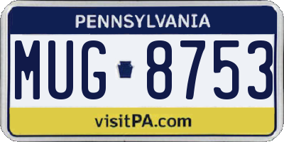 PA license plate MUG8753