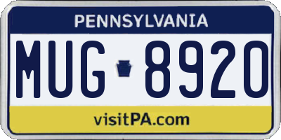PA license plate MUG8920