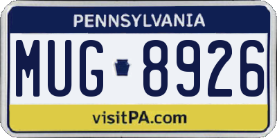 PA license plate MUG8926