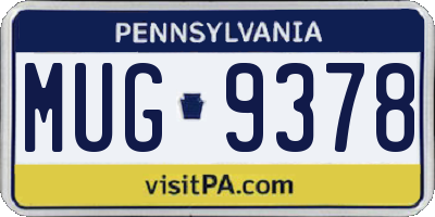 PA license plate MUG9378