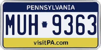 PA license plate MUH9363