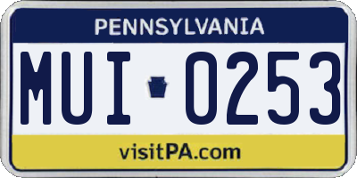 PA license plate MUI0253