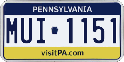PA license plate MUI1151
